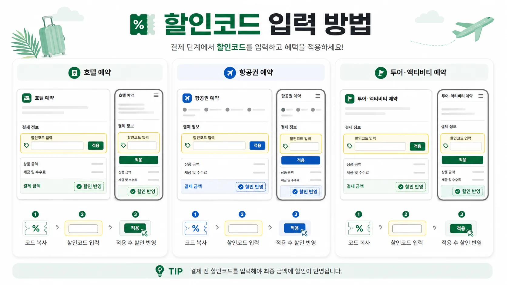 트립닷컴 할인코드 입력 방법 안내 이미지